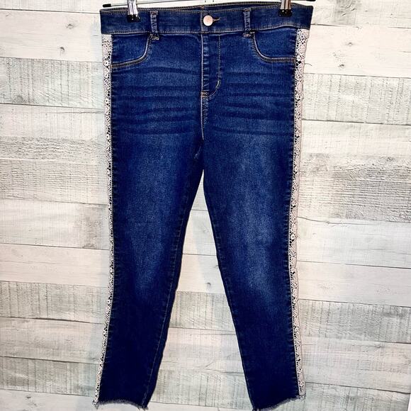 Wonder Nation Jegggings Girls Large 10-12  Blue Knit Crochet - Picture 1 of 5